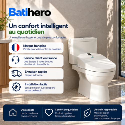Abattant WC japonais BATIHERO – Eau chaude, siège chauffant & séchage