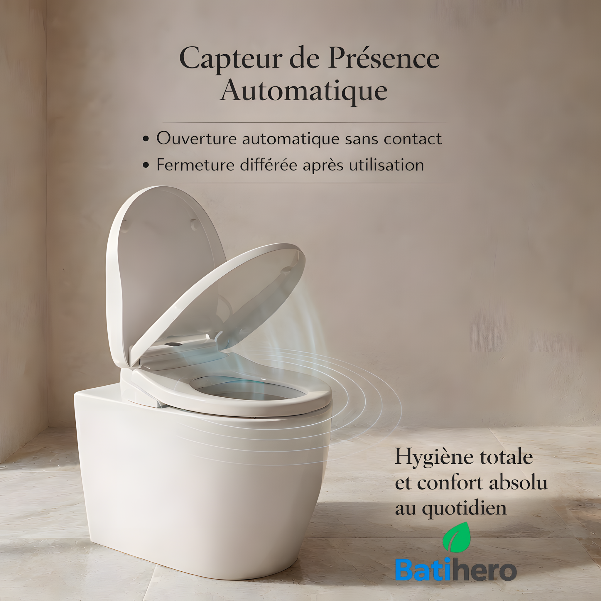 BATIHERO Marque Française – Abattant WC Japonais Chauffant à Ouverture Automatique